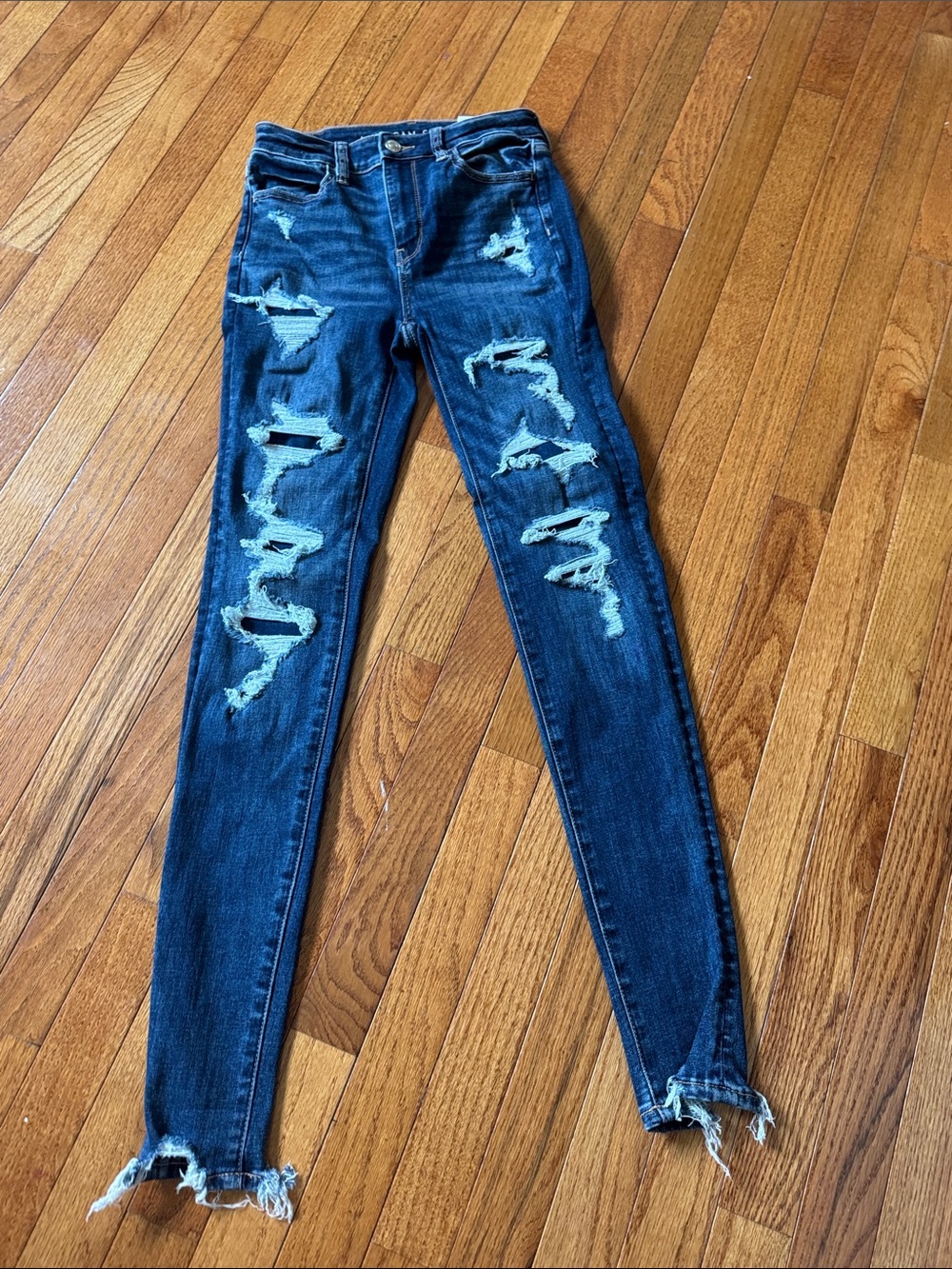 Dark Blue Distressed Women's Skinny Jeans
